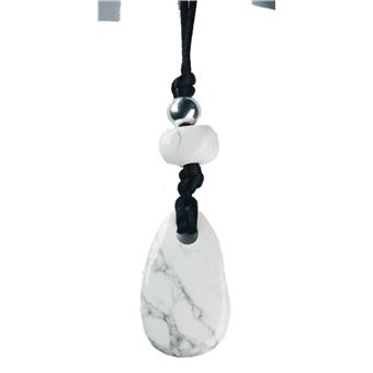 Collier Magnésite Perle métallique Cordon noir