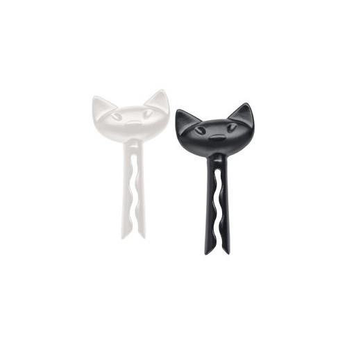 KOZIOL MIAOU SET 2 CLIPS FOR BAGS BLACK/WHITE