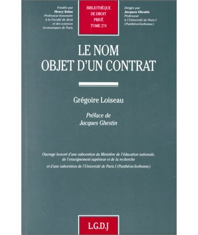 Le nom objet d'un contrat