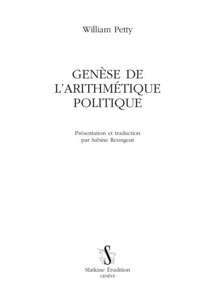 Genèse de l'arithmétique politique