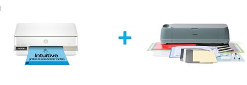 Imprimante multifonction HP Envy 6132e Blanc Eligible à Instant Ink + Pack Machine de découpe Cricut Maker 4 Gris + kit essentiel