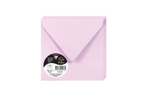 Pack de 20 enveloppes Pollen 140 x 140 mm Rose dragée