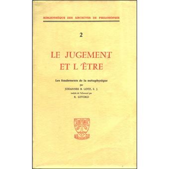 Le jugement et l'être