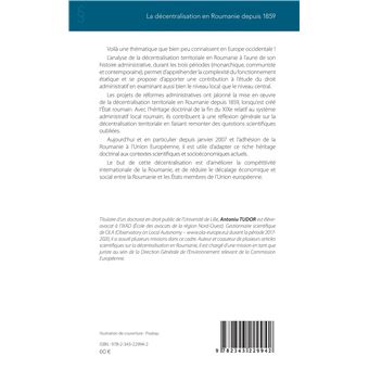 La décentralisation en Roumanie depuis 1859