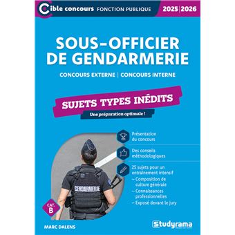 Sous-officier de gendarmerie – Sujets types inédits (Catégorie B – Concours 2025-2026)