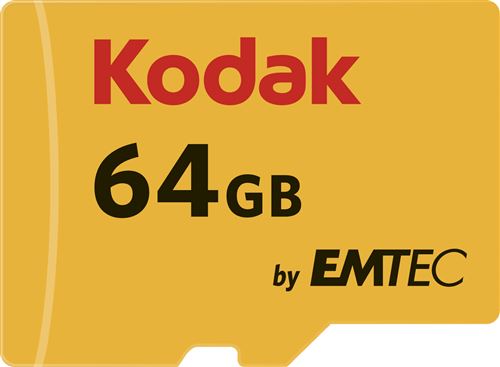 MicroSDXC 64Go Kodak + Adaptateur CL10 UHS-I