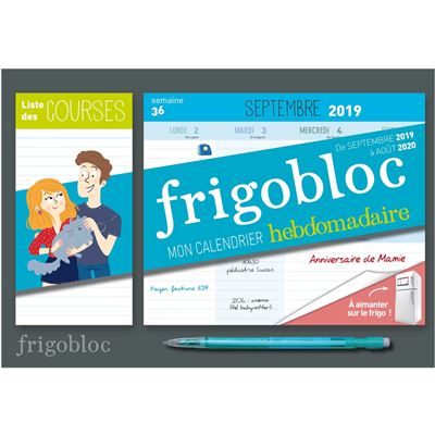 MINI FRIGOBLOC HEBDOMADAIRE 2020 - CALENDRIER D'ORGA. FAMILIALE