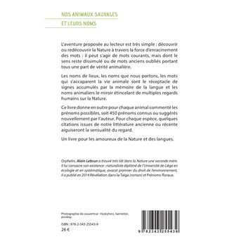 Nos animaux sauvages et leurs noms
