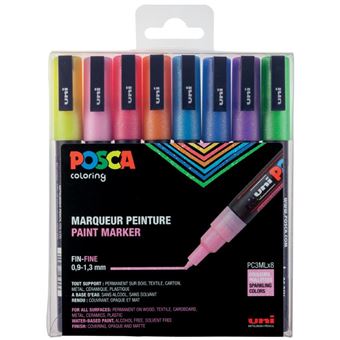 Set de 8 marqueurs Posca Pailleté Modèle aléatoire