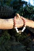 Bracelet Perles Rondes 8 mm Pierre de Lune et Pierre de Soleil Charm Arbre de vie