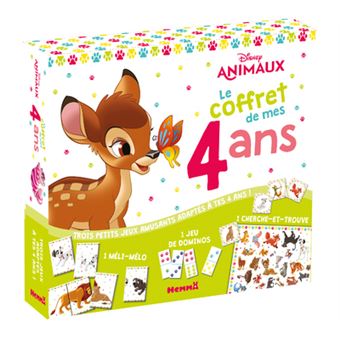 Disney Animaux - Le coffret de mes 4 ans - 1 méli-mélo - 1 jeu de dominos - 1 cherche-et-trouve