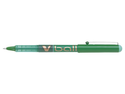 Pilot Stylo Roller Pointe M&eacute;tal 1,0 Mm Encre Liquide Verte V-Ball 10