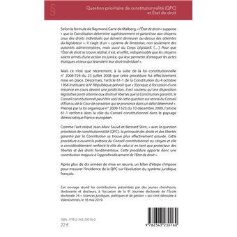 Question prioritaire de constitutionnalité (QPC) et Etat de droit