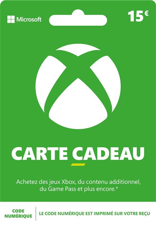 Code de téléchargement Xbox carte cadeau monnaie virtuelle 15€