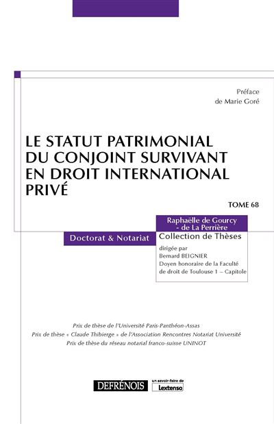 Le statut patrimonial du conjoint survivant en droit international