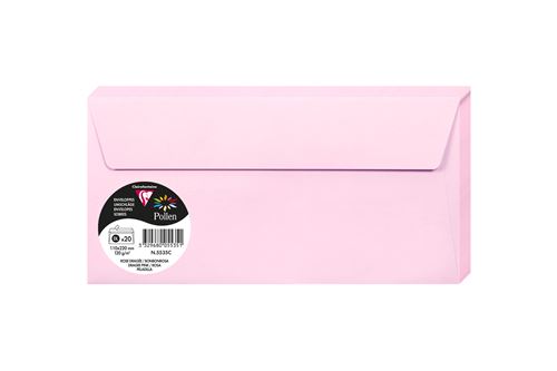 Pack de 20 enveloppes DL Pollen 110 x 220 mm Rose dragée