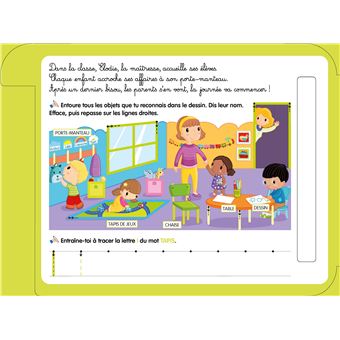 Les livres-ardoises - Ma journée à la maternelle graphisme couleurs lettres chiffres