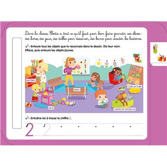 Les livres-ardoises - Ma journée à la maternelle graphisme couleurs lettres chiffres