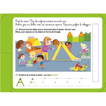 Les livres-ardoises - Ma journée à la maternelle graphisme couleurs lettres chiffres