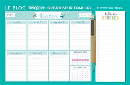 Un calendrier ou agenda familial [ + cadeau ] - ListoLabo