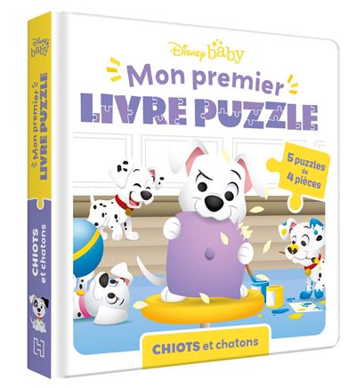 DISNEY BABY - Mon Premier Livre Puzzle - 5 puzzles 4 pièces - Chiots et chatons