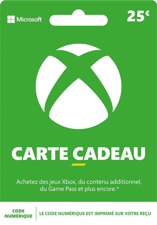 Code de téléchargement Xbox carte cadeau monnaie virtuelle 25€