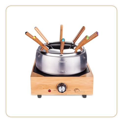 Little Balance Collection Hiver Wood Fondue 8 Inox - Fonduestel - 2 liter - 800 W - wood/inox
