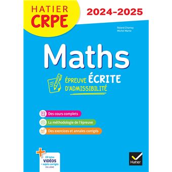 Mathématiques - CRPE 2024-2025 - Epreuve écrite d'admissibilité