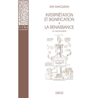 Interprétation et signification à la renaissance