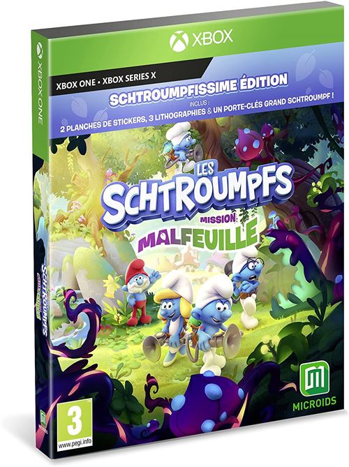Pochette avant du jeu Les Schtroumpfs Mission Malfeuille Xbox Series X Edition Schtroumpfissime