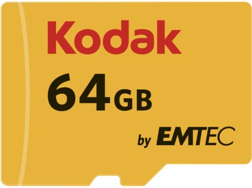 Kodak - Carte mémoire flash (adaptateur microSDXC vers SD inclus(e)) - 64 Go - UHS Class 3 / Class10 - 650x - microSDXC UHS-I