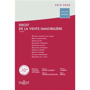 Droit De La Vente Immobilière 2019/20 7ème édition - Broché - François ...