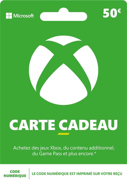 Code de téléchargement Xbox carte cadeau monnaie virtuelle 50