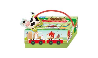 Boerderijdieren- boek + puzzeltrein