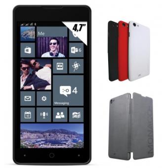 Smartphone Yezz Monaco 47 Double SIM 8 Go Noir + 3 Caches Batterie Noir/Blanc/Rouge + Etui