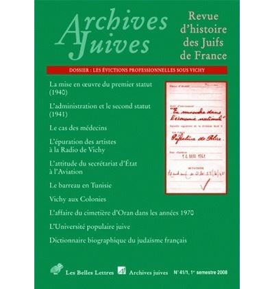 Archives juives n°41/1 -  Collectif - broché