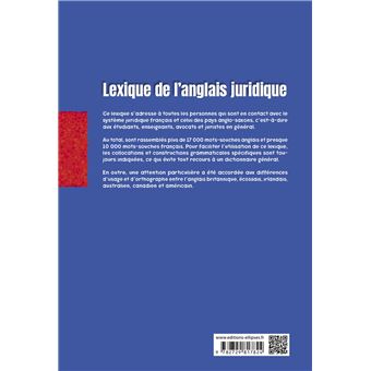Lexique de l'anglais juridique - 'French-English / English-French Law Dictionary'