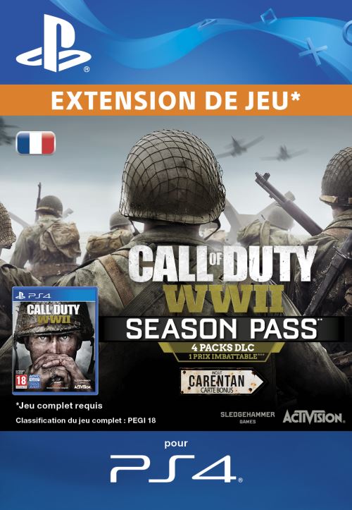 Pochette avant du jeu Code de téléchargement extension DLC Call of Duty WWII Season Pass PS4