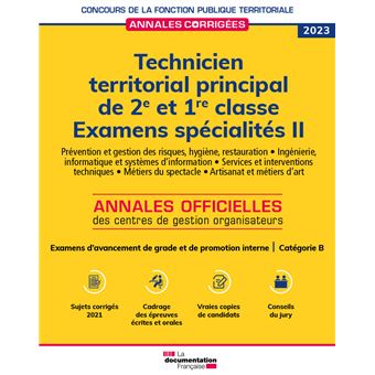 Technicien territorial principal de 2e et 1re classes 2023 Spécialités II - Catégorie B