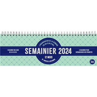 Agenda Semainier 2023-2024 - 13x18 Cm - Septembre 2023 À Août 2024 -  Rayures Bleu - Draeger paris - La Poste