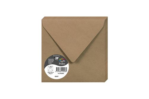 Pollen Paquet De 20 Enveloppes Pollen 14 X 14 Cm 135 G Kraft Brun