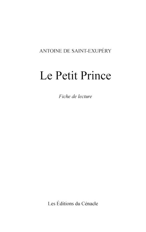 Le Petit prince - Antoine de SAINT-EXUPERY - Fiche livre