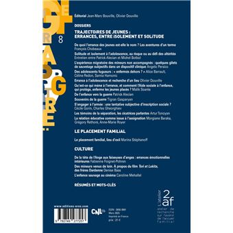 Cahiers de l'enfance et de l'adolescence 8 - Trajectoires de jeunes
