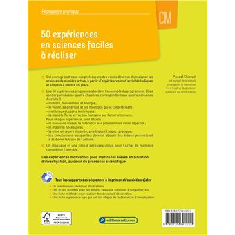 50 expériences en sciences faciles à réaliser CM + Ressources numériques