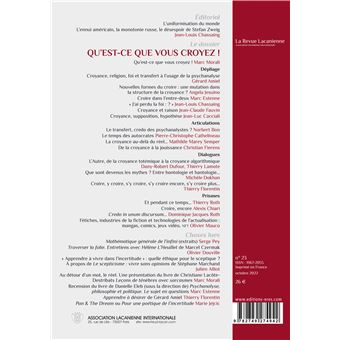 La revue lacanienne 23 - Qu'est-ce que vous croyez !