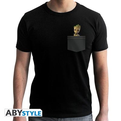T-Shirt Marvel Pocket Groot Homme Taille S Noir