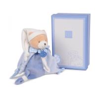 Doudou musical Trousselier Lapin Nid d'Ange Coton Bio Bleu 25Cm
