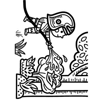 Peinture magique à l'eau, Les pompiers