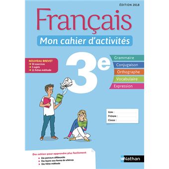 Francais Mon Cahier D Activites 3e Eleve 2018 Edition 2018 Broche Cecile De Cazanove Anne Revert Achat Livre Fnac