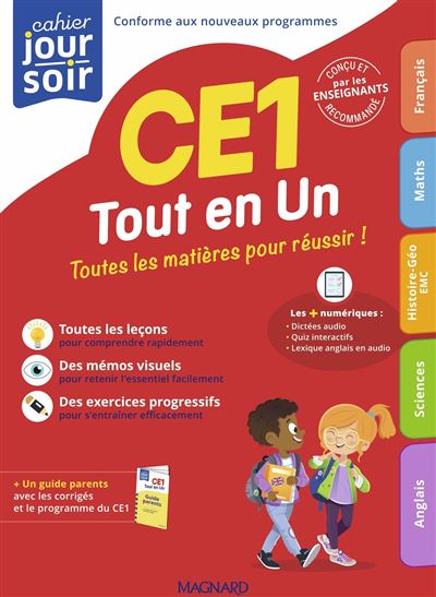 Nouveau Cahier du jour Cahier du soir Tout en un CE1